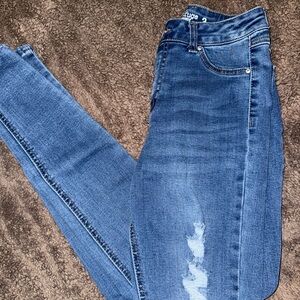Refuge Dark Blue Distressed Skinny Jeans